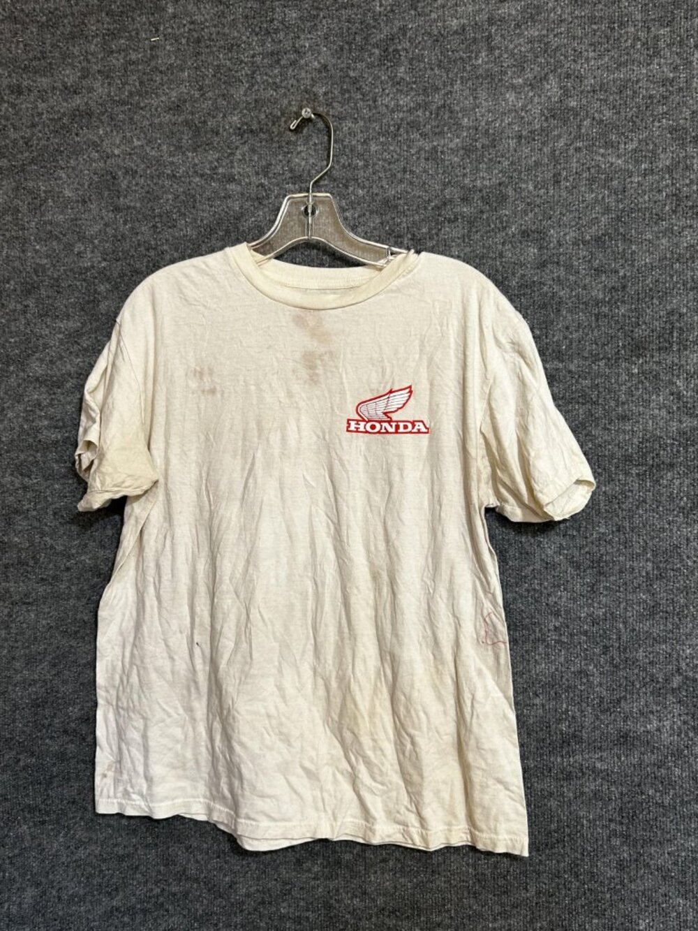 Honda Shirt Mens Large White Racing Team Checkered Flag Graphic Tee Motorsports